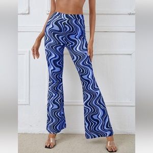 printed flare leg pants